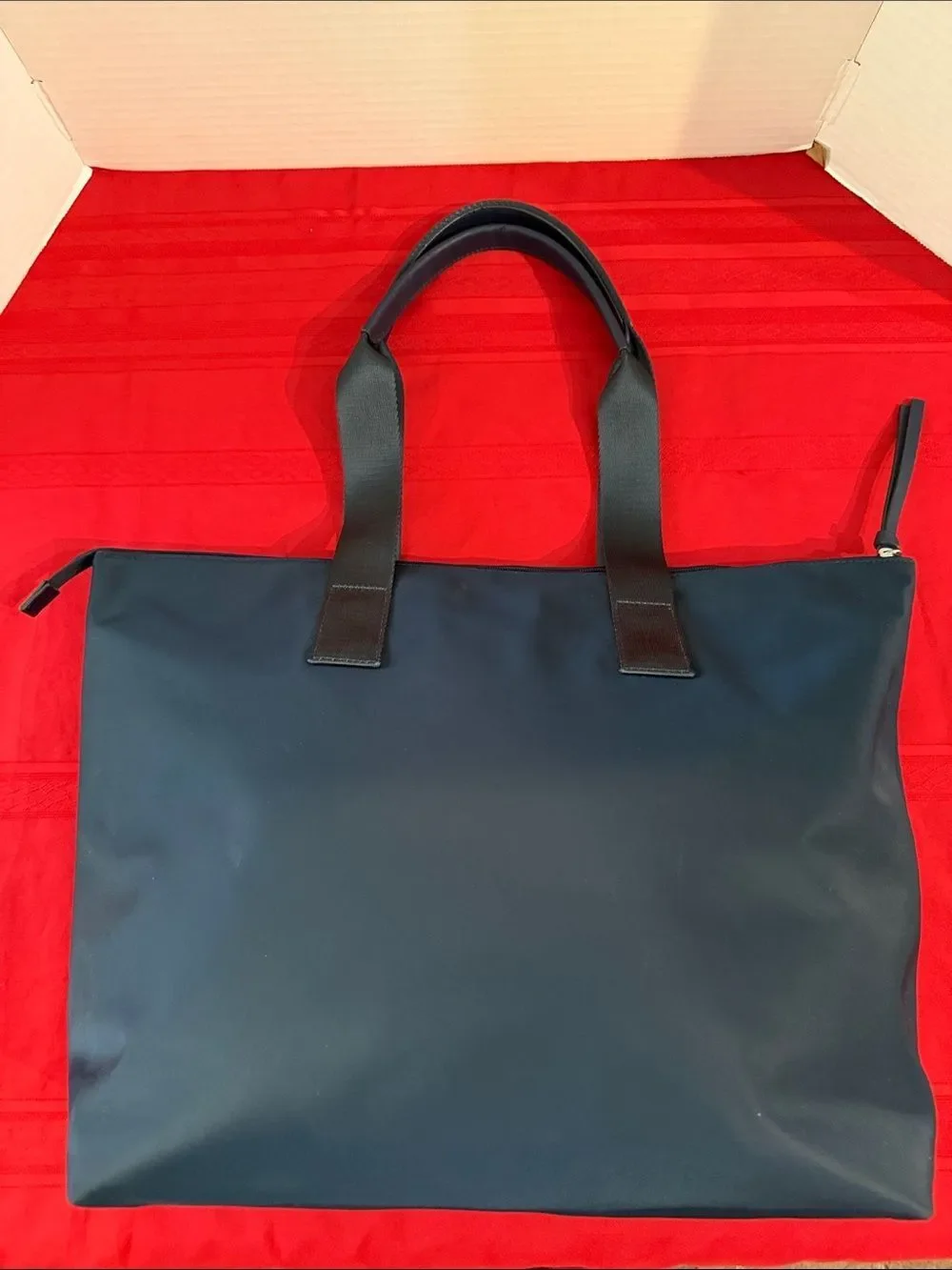 Karl Lagerfeld Navy Tote with Floral Appliqués & Inside Pockets